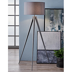 Lampadaire trépied lampe de salon sur pied abat-jour gris Romanza Teamson Home VN-L00007G-EU