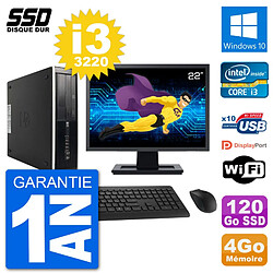 PC HP Compaq Pro 6300 SFF Ecran 22" i3-3220 RAM 4Go SSD 120Go Windows 10 Wifi - Occasion