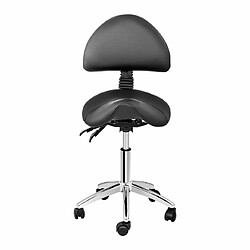 Helloshop26 Fauteuil siège selle avec dossier fer chromé synthétique PVC noir 14_0003499