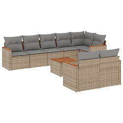 vidaXL Salon de jardin avec coussins 9pcs mélange beige résine tressée