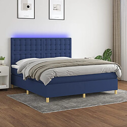 vidaXL Sommier à lattes de lit et matelas et LED Bleu 160x200 cm Tissu 