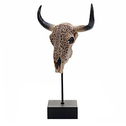 Mendler Crâne de décoration vache HWC-D31, polyresin, trophée avec ornements, taureau avec cornes, 47x30x12cm