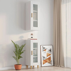 Maison Chic Armoire murale suspendue,Meuble de Rangement pour salon,cuisine Blanc brillant 34,5x34x90 cm -MN56302