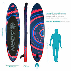 Adrenalin Paddle Gonflable SPIRAL 10'8 32'' 6'' (325x81x15cm) avec Pompe, Pagaie, Leash et Sac de transport