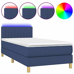 Sommier à lattes et LED,Cadre à lattes de lit avec matelas pour Adulte Bleu 80x200cm Tissu -MN76200