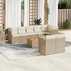 Maison Chic Salon de jardin avec coussins 9 pcs | Ensemble de Table et chaises | Mobilier d'Extérieur beige résine tressée -GKD96001