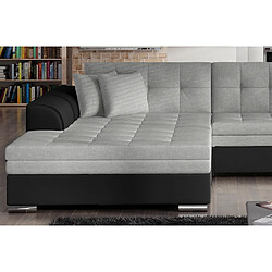 Acheter VENESETTI Canapé d'angle convertible en tissu gris et simili noir de qualité, 5 places, angle gauche (vu de face) - SOHO