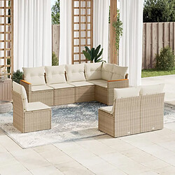 vidaXL Salon de jardin avec coussins 8 pcs beige résine tressée 