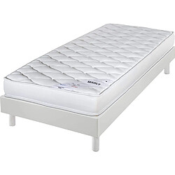 Ebac Matelas et sommier 90x190 Mousse - Marly - Soutien ferme - Sommier démonté - Blanc