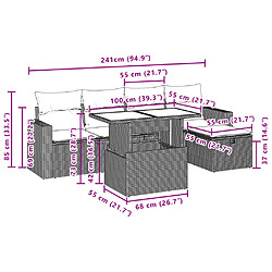 vidaXL Salon de jardin avec coussins 6 pcs marron résine tressée pas cher