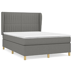 vidaXL Sommier à lattes de lit avec matelas Gris foncé 140x200cm Tissu