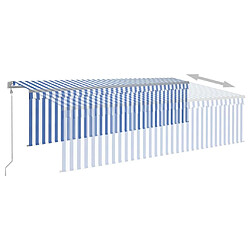 Acheter Maison Chic Auvent automatique | Store banne extérieur | Marquise store capteur de vent/LED 5x3m Bleu et blanc -MN32884