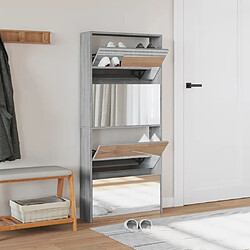 Avis Maison Chic Armoire à chaussures | Meuble de rangement à chaussures Meuble d'Entrée miroir 4 niveaux sonoma gris 63x17x134 cm -MN45271