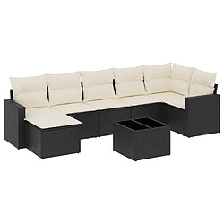 vidaXL Salon de jardin 8 pcs avec coussins noir résine tressée