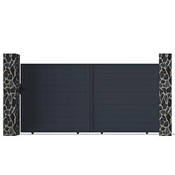 Vente-Unique Portail coulissant aluminium plein L374 x H180 cm anthracite - NAZARIO