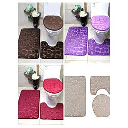 Avis LUUCOZK Tapis de bain antidérapants absorbants à séchage rapide, décoration de salle de bain, violet-3 piècesensemble