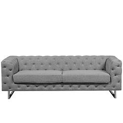 Beliani Canapé style Chesterfield en tissu gris clair VISSLAND 