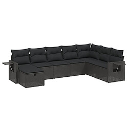 Maison Chic Ensemble Tables et chaises d'extérieur 8 pcs avec coussins,Salon de jardin noir résine tressée -GKD547759