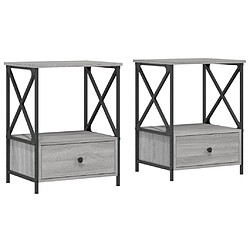 Maison Chic Lot de 2 Tables de chevet,Table de nuit,Table d'appoint pour salon sonoma gris 50x41x65 cm bois ingénierie -MN55097