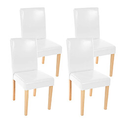 Decoshop26 Lot de 4 chaises de salle à manger synthétique blanc pieds clairs CDS04147 