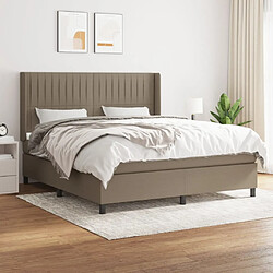 vidaXL Sommier à lattes de lit avec matelas Taupe 180x200 cm Tissu