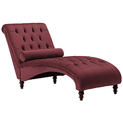 Beliani Chaise longue en velours bordeaux MURET