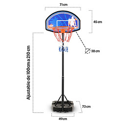 Bumber Panier de basket réglable en hauteur de 1m à 2m10 (10 positions) - Milwaukee - avec Ballon et Pompe pas cher