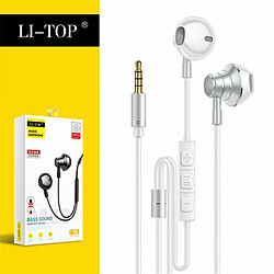 V5 Casque Intra-Auriculaire Android Smart Wire Control Appel Écouteur Basse Lourde Casque Hifi Avec Microphone Blanc 3.5Mm 