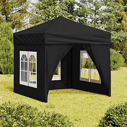 vidaXL Tente de réception pliable avec parois Noir 2x2 m 