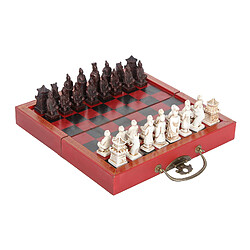 11 "x 11" Pliante En Bois Jeu d'échecs, À la main Plateau de Jeu Intérieur pour le Stockage En Terre Cuite Guerriers Pièces pour Adultes Enfants En bois jeu d'échecs agrandir pliage enfants adultes