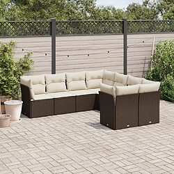 vidaXL Salon de jardin 8 pcs avec coussins marron résine tressée 