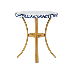 Beliani Table de jardin Verre Bleu RIFREDDO