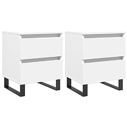 Maison Chic Lot de 2 Tables de chevet,Table de nuit,Table d'appoint pour salon blanc 40x35x50 cm bois d’ingénierie -MN87047