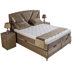 Vivenla Ensemble de lit coffre 180x200 en velours taupe avec un matelas à ressorts ensachés 7 zones de confort de la collection MILANO