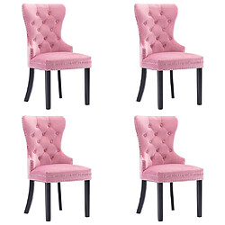 Decoshop26 Lot de 4 chaises de salle à manger cuisine design classique velours rose CDS021921 