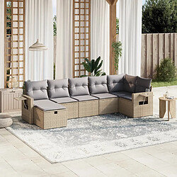 vidaXL Salon de jardin avec coussins 7pcs mélange beige résine tressée 