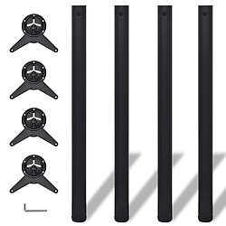 vidaXL 4 pieds de table réglables en hauteur 870 mm Noir