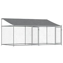 vidaXL Cage pour chien avec toit et portes gris 4x2x2m acier galvanisé