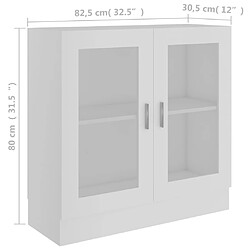 vidaXL Armoire à vitrine Blanc 82,5x30,5x80 cm Bois d'ingénierie pas cher