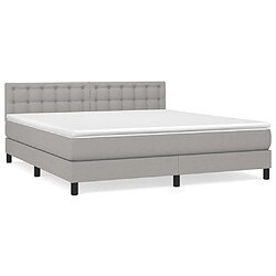 vidaXL Sommier à lattes de lit avec matelas Gris clair 180x200cm Tissu