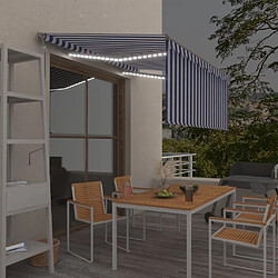 Maison Chic Auvent automatique | Store banne extérieur | Marquise store LED capteur de vent 3x2,5 m Bleu/blanc -MN70432