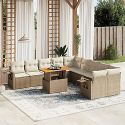 vidaXL Salon de jardin 11 pcs avec coussins beige résine tressée