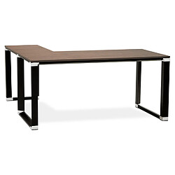 Alterego Bureau d'angle design 'XLINE' en bois finition Noyer et métal noir (angle au choix) - 160 cm