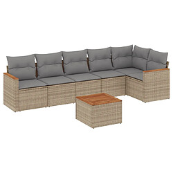 vidaXL Salon de jardin avec coussins 7pcs mélange beige résine tressée