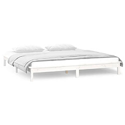 Avis vidaXL Cadre de lit à LED sans matelas blanc 200x200 cm bois massif