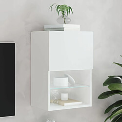 Maison Chic Meuble TV avec lumières LED, Banc TV pour salon, Meuble de rangement blanc 40,5x30x60 cm -GKD13919