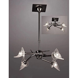 Luminaire Center Suspension Flavia Convertible Semi Plafonnier télescopique rond 4 Ampoules G9, chrome noir