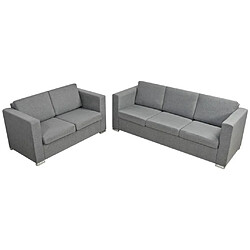 vidaXL Ensemble de canapés deux pièces Tissu Gris clair