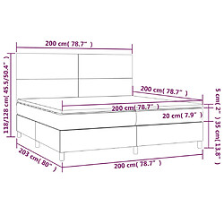 vidaXL Sommier à lattes de lit avec matelas Gris foncé 200x200cm Tissu pas cher