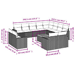 Avis vidaXL Salon de jardin avec coussins 13 pcs noir résine tressée